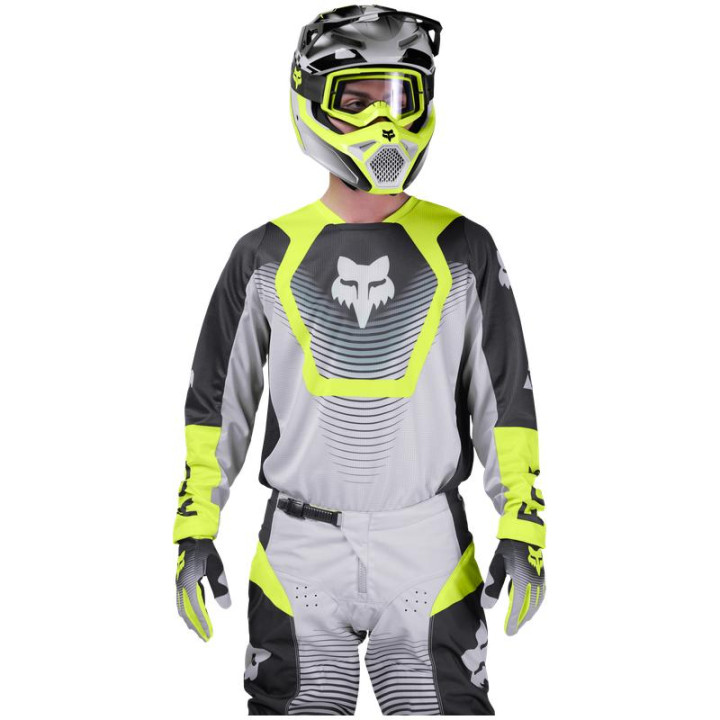 Maillot FOX 180 collect gris/jaune | Oxmoto