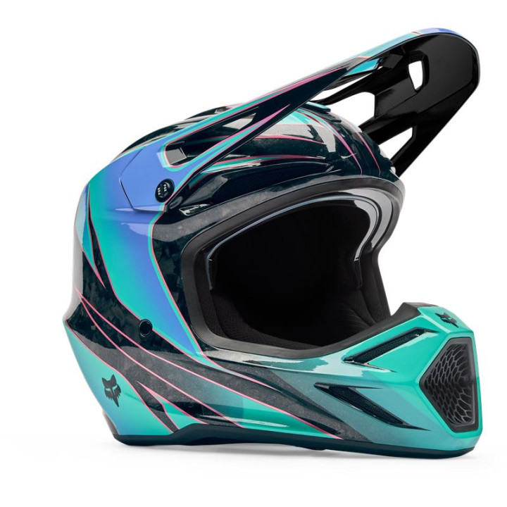 Casque FOX v3 rs canvas aqua | Oxmoto