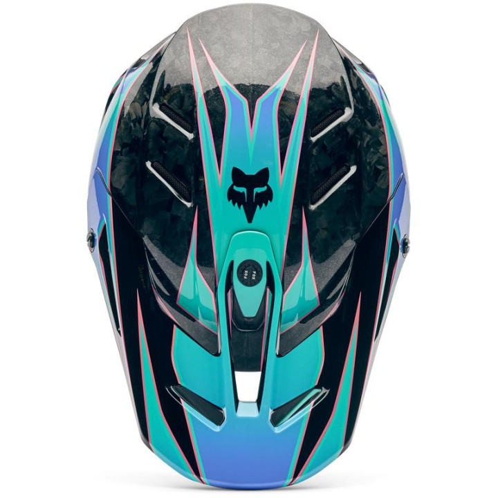 Casque FOX v3 rs canvas aqua | Oxmoto