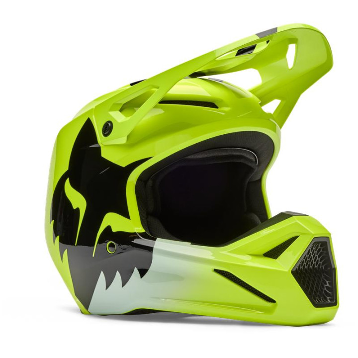 Casque FOX v1 shield jaune fluo | Oxmoto