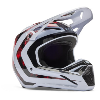 Casque FOX v1 kairos blanc/rouge | Oxmoto