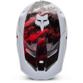 Casque FOX v1 kairos blanc/rouge | Oxmoto
