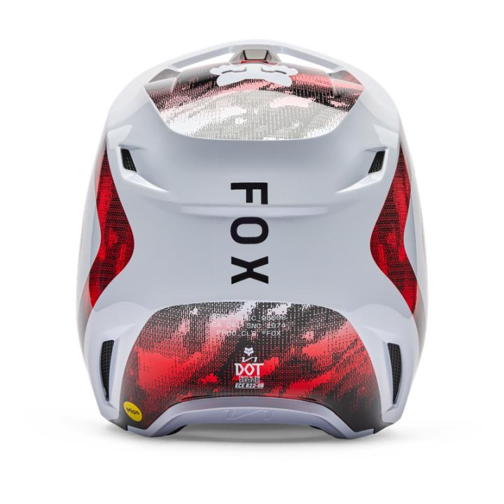Casque FOX v1 kairos blanc/rouge | Oxmoto