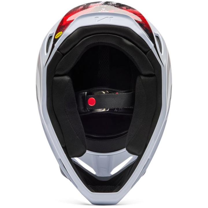 Casque FOX v1 kairos blanc/rouge | Oxmoto