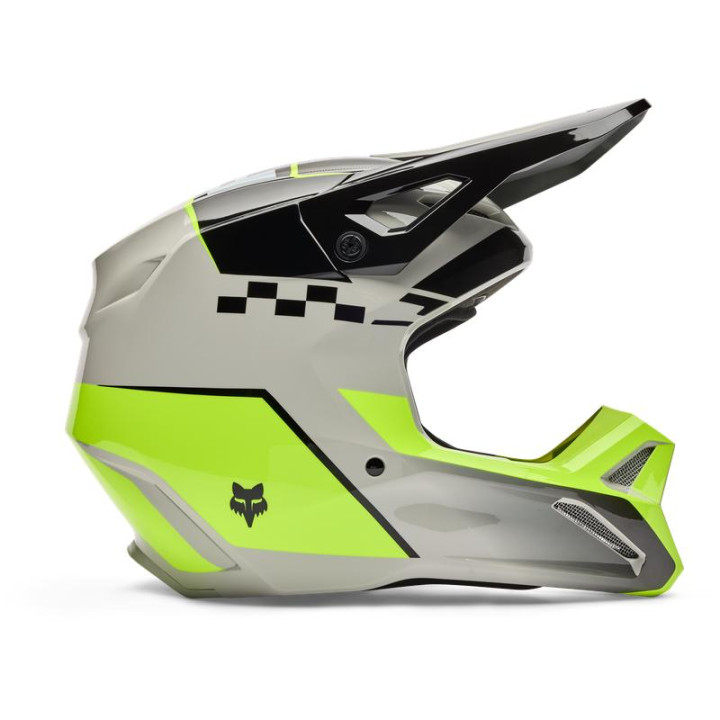 Casque FOX v1 collect gris/jaune | Oxmoto