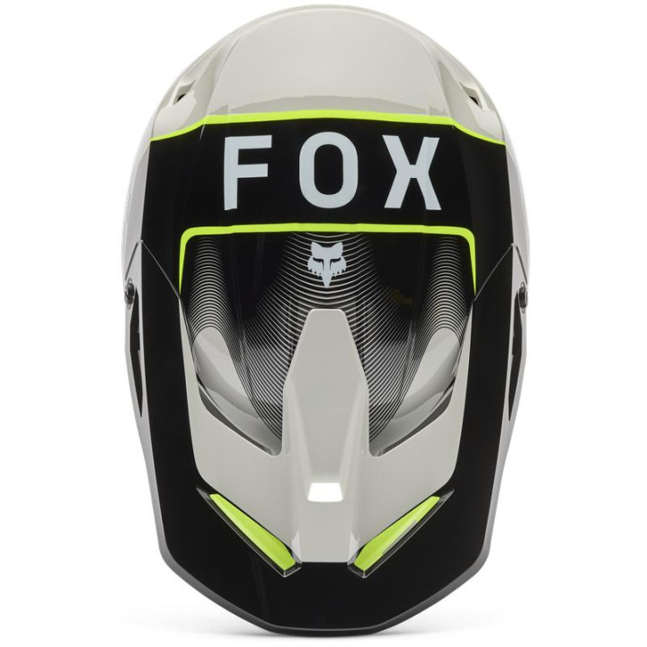 Casque FOX v1 collect gris/jaune | Oxmoto