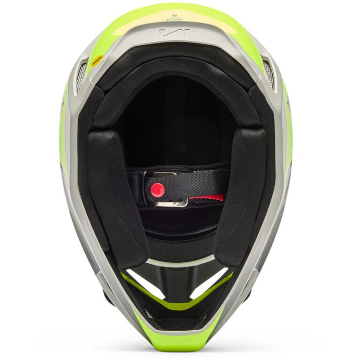 Casque FOX v1 collect gris/jaune | Oxmoto