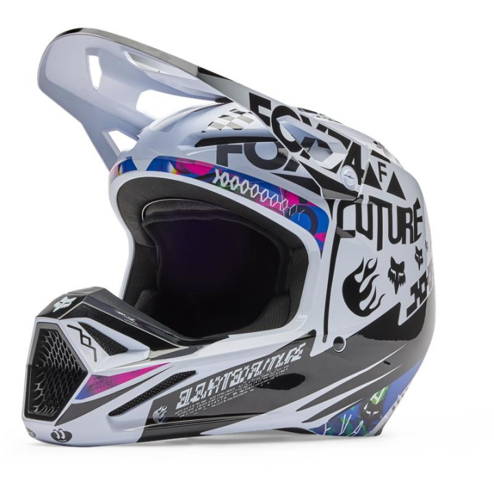 Casque FOX v1 cosmo blanc/noir | Oxmoto