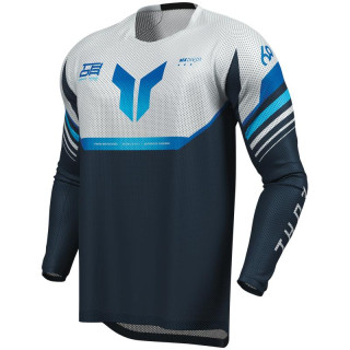 Maillot Thor launchmode air raptor blanc/bleu | Oxmoto