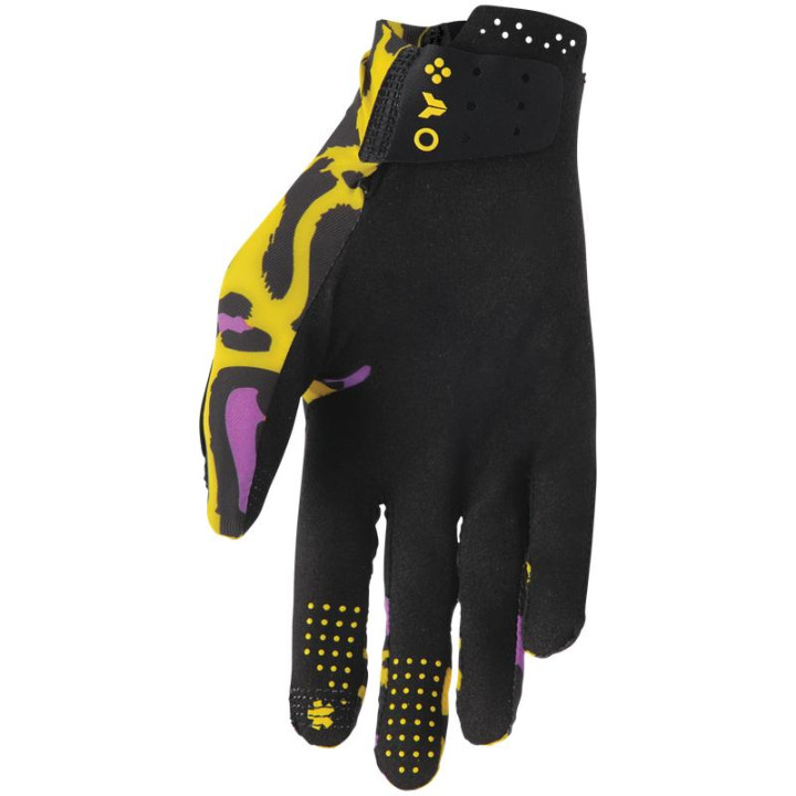 Gants Thor sportmode cheetah jaune/violet | Oxmoto