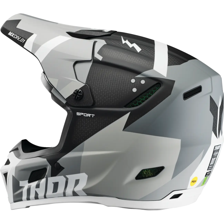 Casque Thor reflex carbon brave gris/blanc mat | Oxmoto