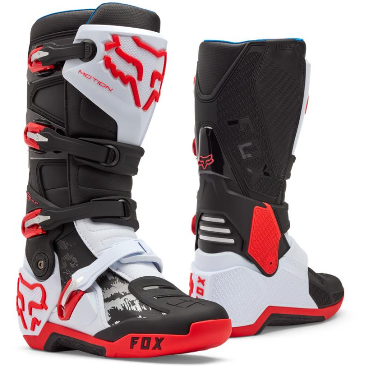 Bottes FOX motion blanc/rouge | Oxmoto