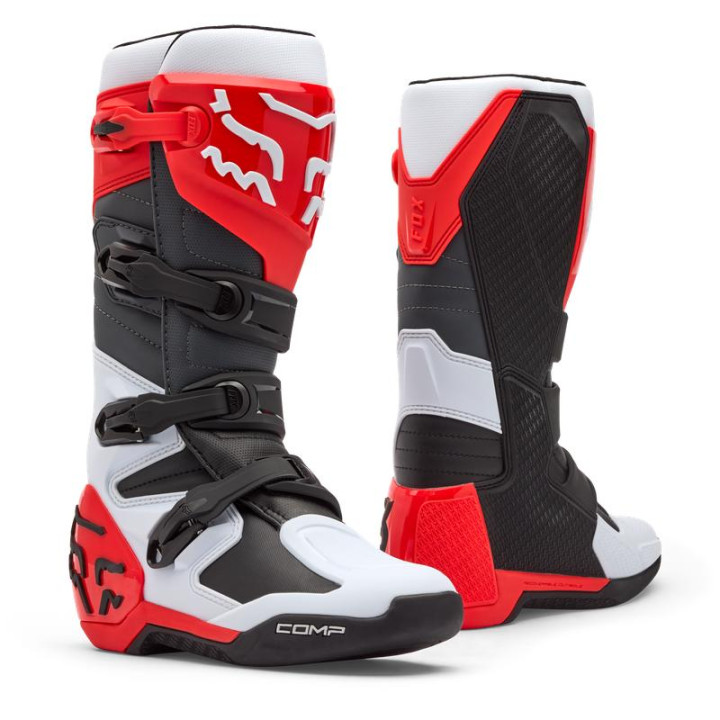 Bottes FOX comp blanc/rouge | Oxmoto