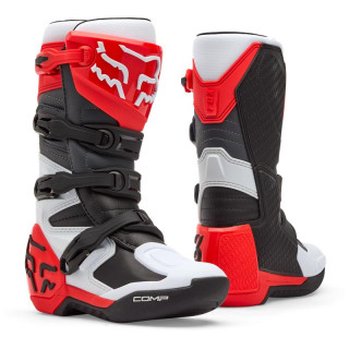 Bottes enfant FOX comp blanc/rouge | Oxmoto