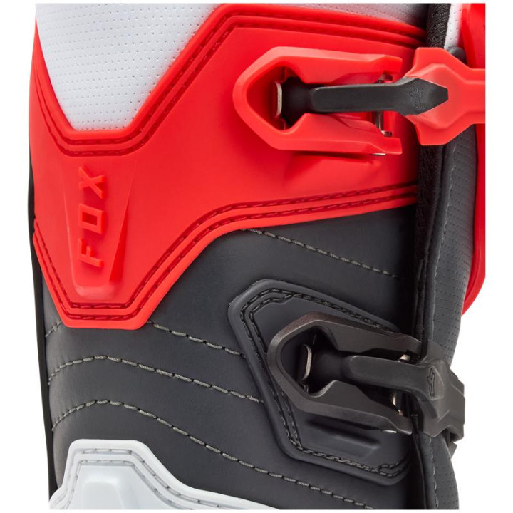 Bottes enfant FOX comp blanc/rouge | Oxmoto