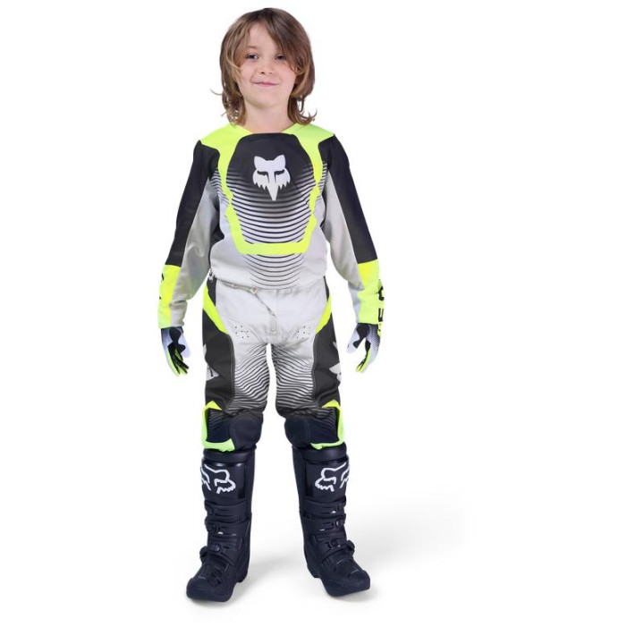 Maillot enfant FOX 180 collect gris/jaune | Oxmoto