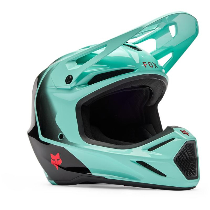 Casque FOX v3 drip turquoise | Oxmoto