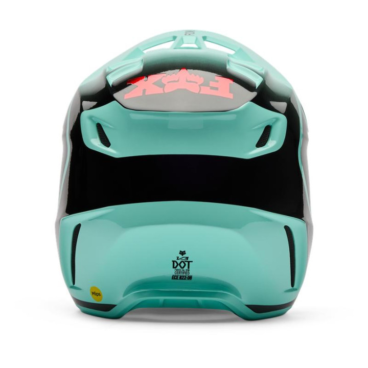 Casque FOX v3 drip turquoise | Oxmoto