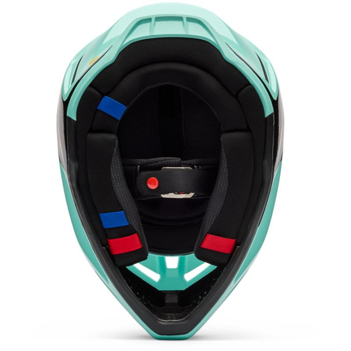 Casque FOX v3 drip turquoise | Oxmoto