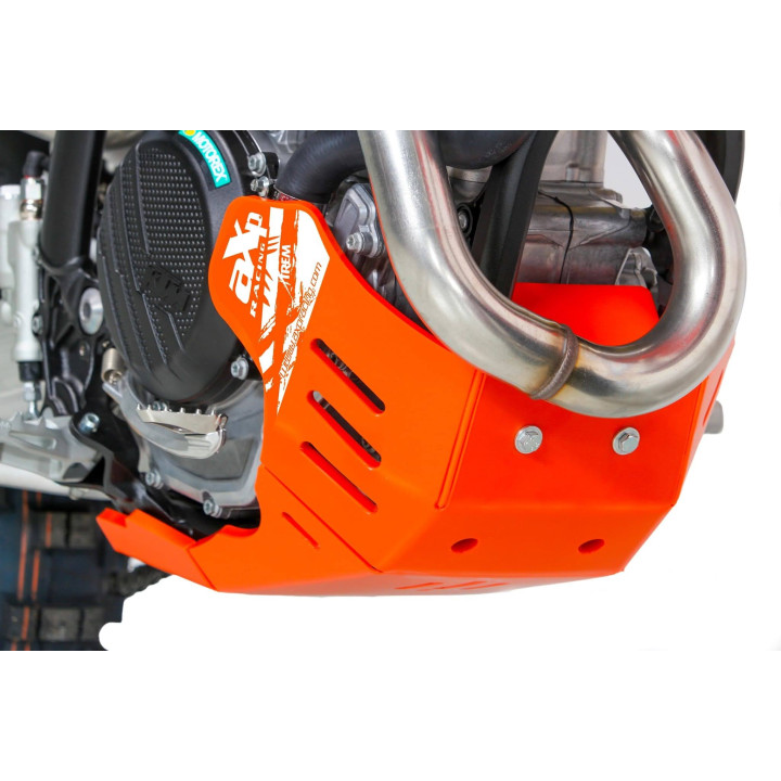 Sabot pehd 8mm avec protection de biellette AXP KTM 250/350 excf-350xwf 2024-26 orange