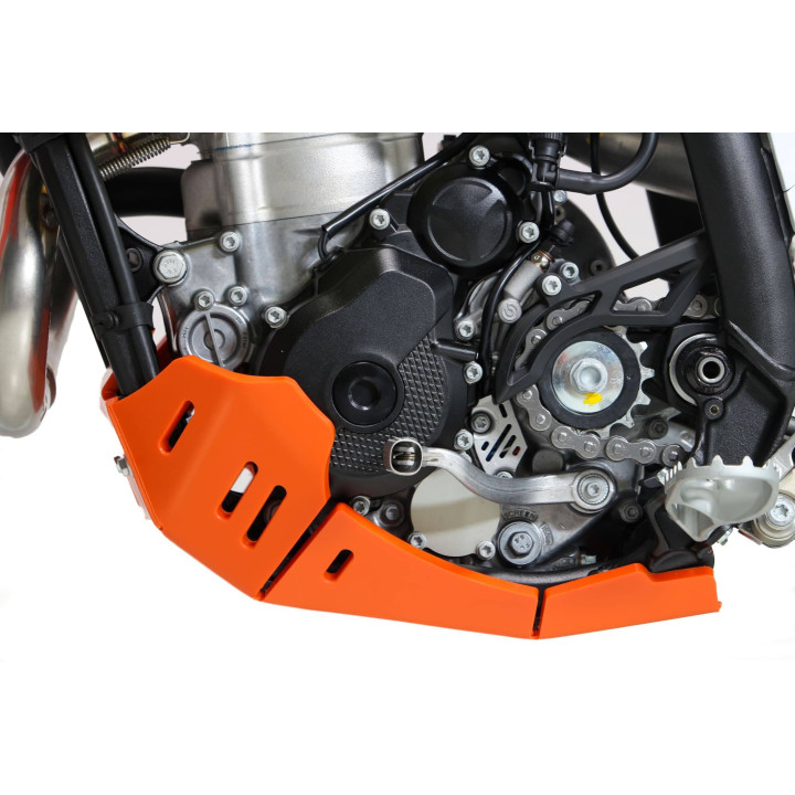 Sabot pehd 8mm avec protection de biellette AXP KTM 250/350 excf-350xwf 2024-26 orange