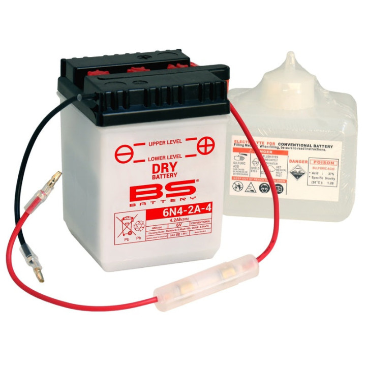 Batterie BS BATTERY conventionnelle avec pack acide - 6N4-2A-4 (6V)
