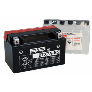Batterie BS BATTERY sans entretien avec pack acide - BTX7A-BS