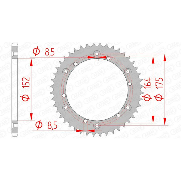 Couronne AFAM acier standard 12500 - 520 1074440002 | Oxmoto