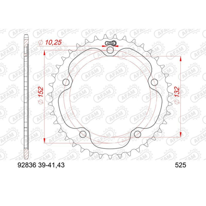 Couronne AFAM acier standard 92836 - 525 1074797004 | Oxmoto