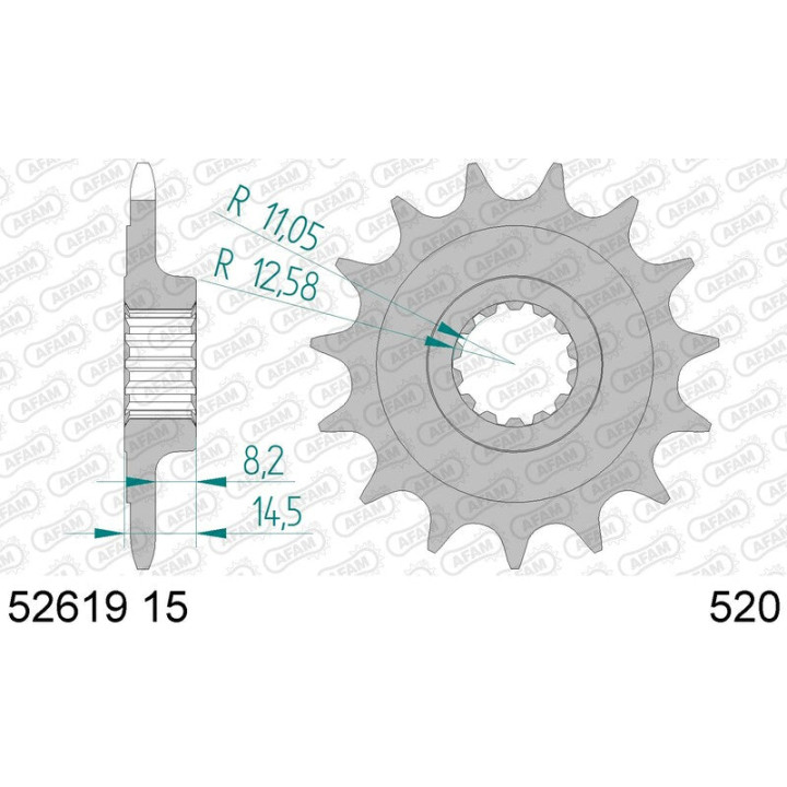 Pignon AFAM acier standard 52619 - 520 | Oxmoto