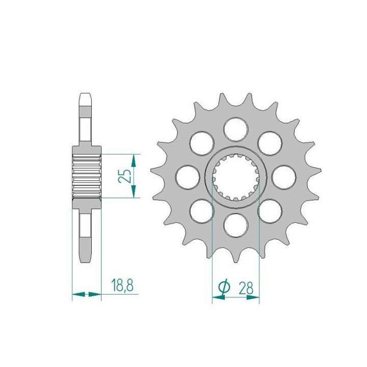 Pignon AFAM acier standard 61602 - 525 1077123002 | Oxmoto