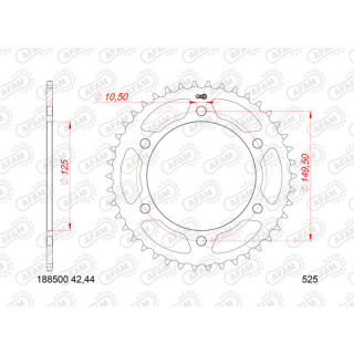 Couronne AFAM 44 dents acier pas 525 type 188500 | Oxmoto