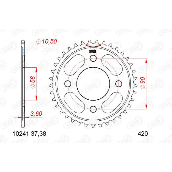 Couronne AFAM acier standard - 420 10241-37 | Oxmoto