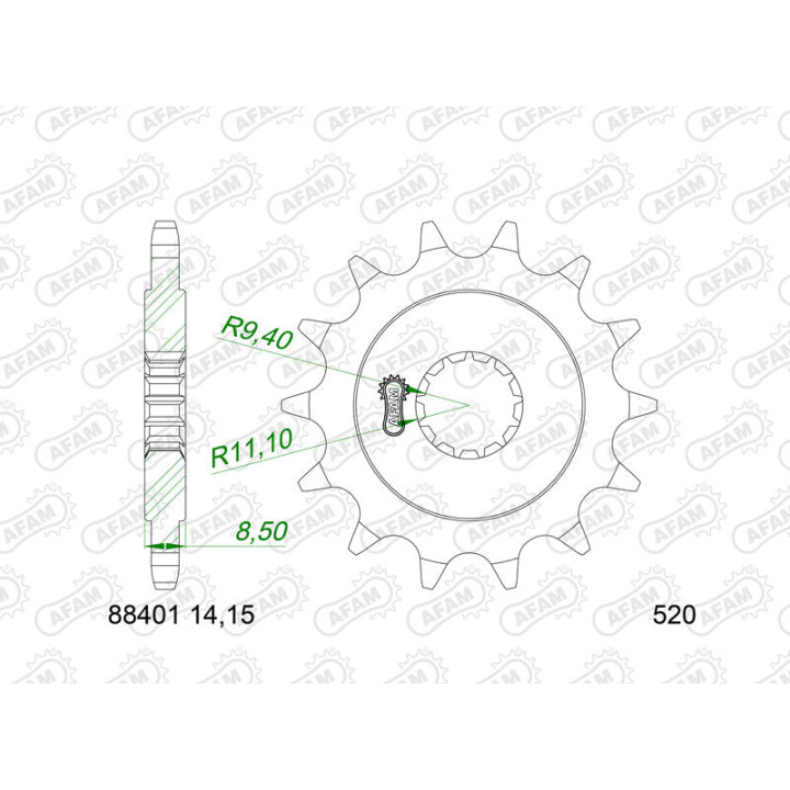 Pignon AFAM acier standard 88401 - 520 1149061001 | Oxmoto