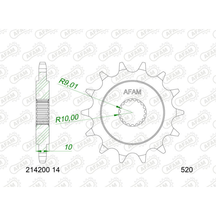 Pignon AFAM acier standard - 520 214200-14 | Oxmoto