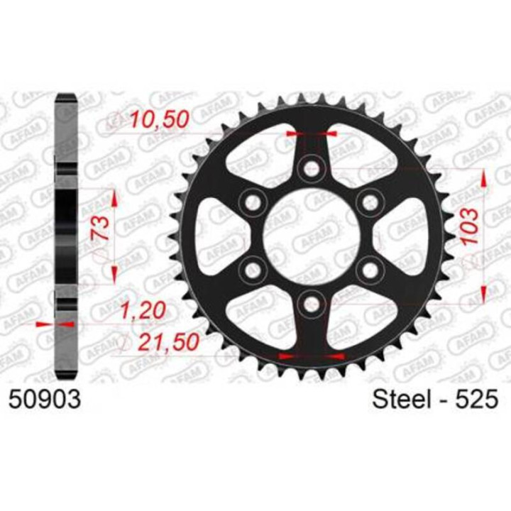 Couronne AFAM acier standard 50903 - 525 1149533001 | Oxmoto