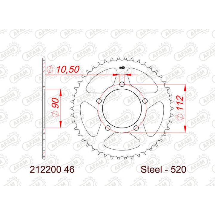 Couronne AFAM acier standard 212200 - 520 | Oxmoto