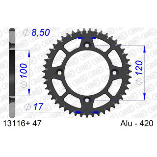 Couronne AFAM aluminium ultra-light anodisé dur 13116 - 420