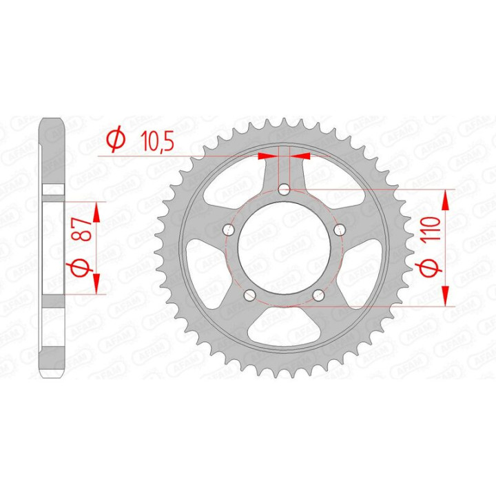 Couronne AFAM acier standard 14601 - 530 1074524006 | Oxmoto