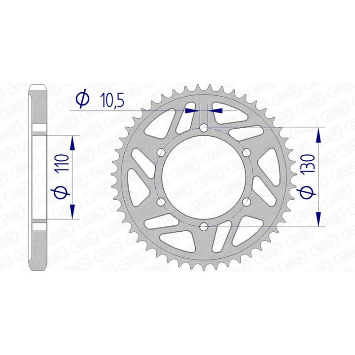 Couronne AFAM aluminium 13813 - 530 1074477007 | Oxmoto