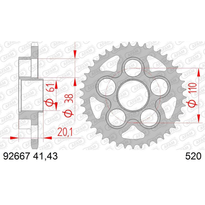 Couronne AFAM acier standard 92667 - 520 1074792002 | Oxmoto