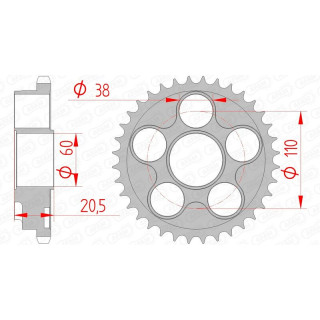 Couronne AFAM acier standard 50605 - 525 | Oxmoto