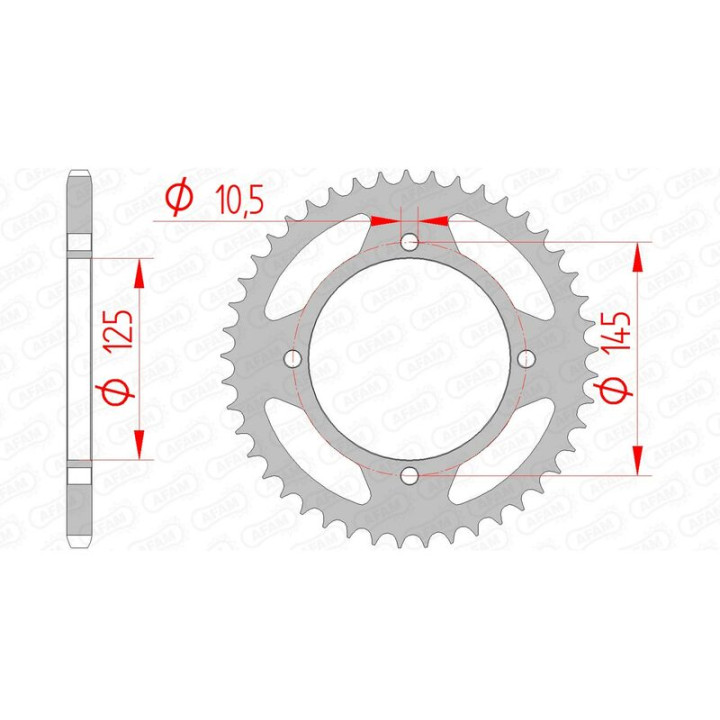 Couronne AFAM acier standard 12505 - 520 1074444004 | Oxmoto