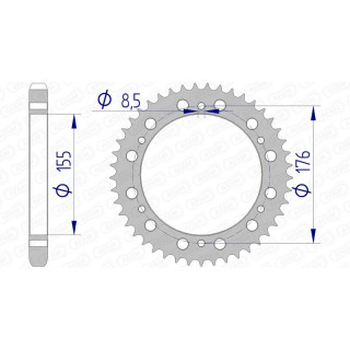 Couronne AFAM aluminium 87601 - 530 1074762001 | Oxmoto