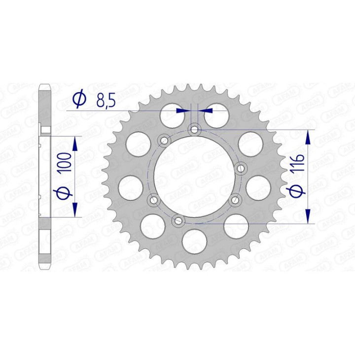 Couronne AFAM aluminium 93303 - 520 1074805003 | Oxmoto