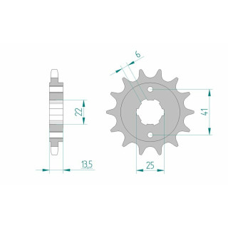 Pignon AFAM acier standard 20506 - 525 1074938003 | Oxmoto