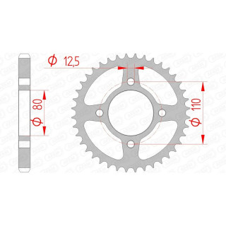 Couronne AFAM acier standard 10603 - 530 1074367005 | Oxmoto
