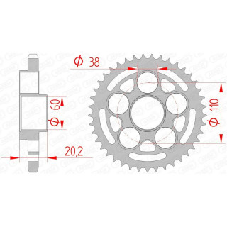 Couronne AFAM acier standard 50800 - 525 1074678005 | Oxmoto