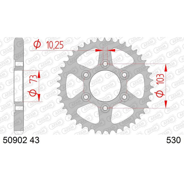 Couronne AFAM acier standard 50902 - 530 | Oxmoto