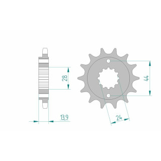 Pignon AFAM acier standard 20606 - 525 1075103001 | Oxmoto
